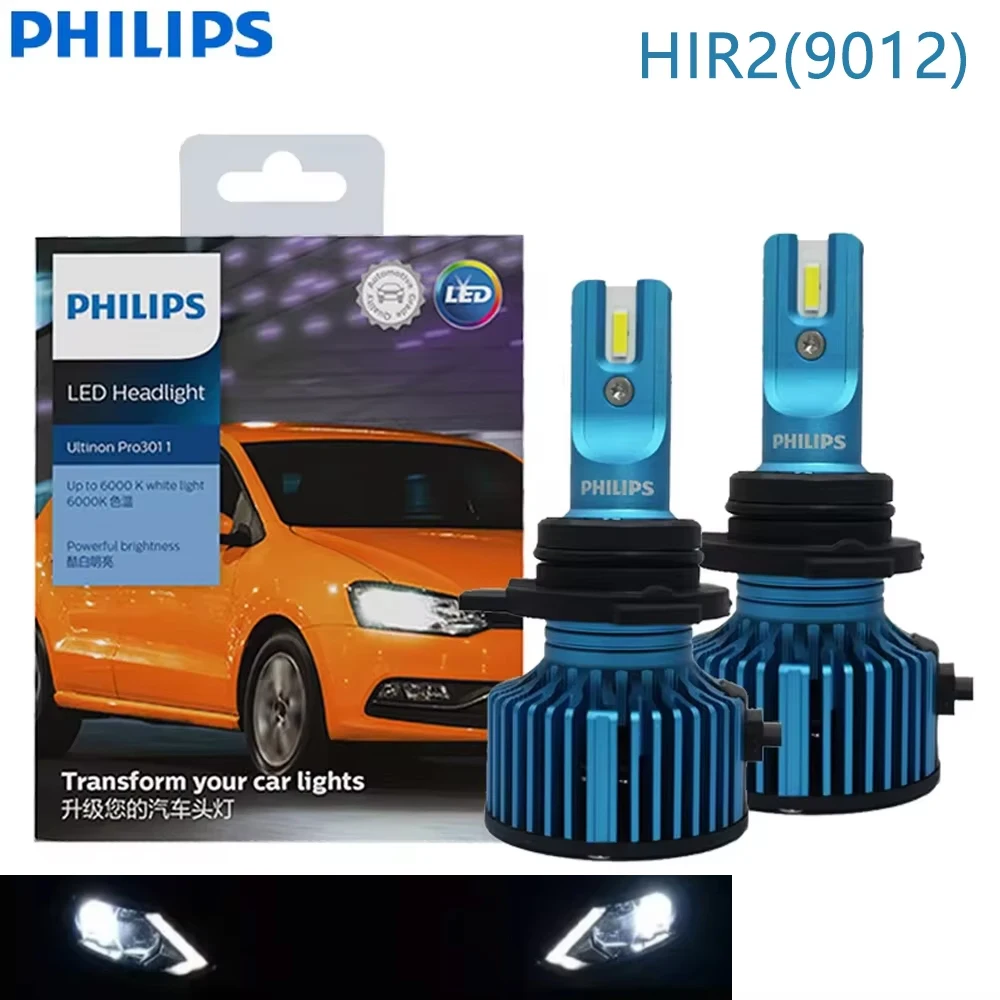 

Philips 12/24V Ultinon Pro3011 LED 9012 HIR2 PX22d Car Head Lights 40W 6000K Bright White Daytime Running Bulb DRL 11012U3011X2