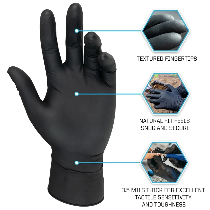 Black Nitrile Gloves Disposable Household Cleaning Gloves Kitchen Gardening Work Beauty Nail Salon Tattoo Gloves Latex Free