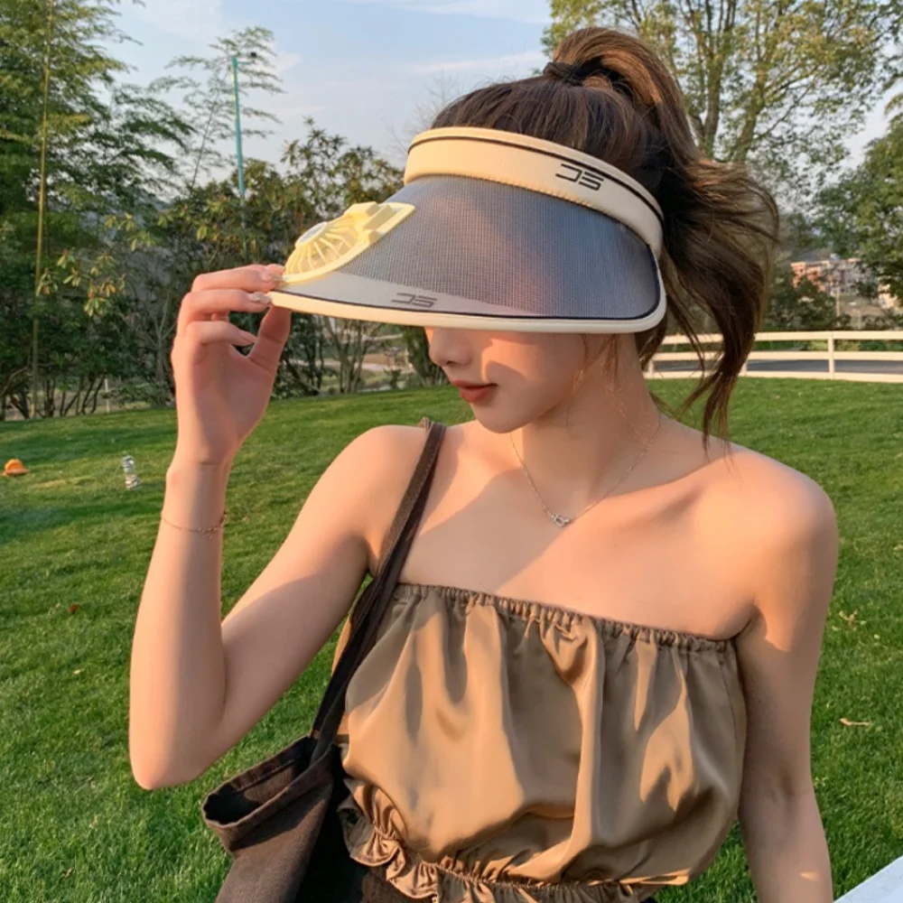 

Leisure Usb Charging Cooling Fan Hat UV Protection Empty Roof Fishing Hat Breathable Sun Visor Hat Men Women