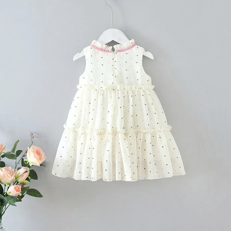 Girls Spliced Lace Crew Neck Color Bow Sleeveless Elegant Screw Thread Loose Casual Zipper Lovely Dress 2025 Summer New Sweet