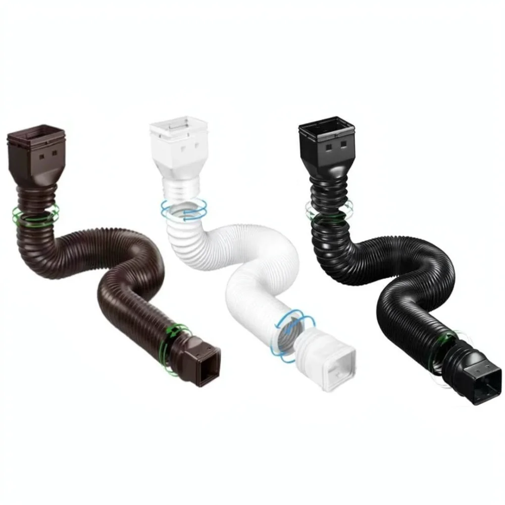 Adjustable HDPE Plastic Square Downpipe Rain Gutter Hose For Residential Building Exterior Water Management
