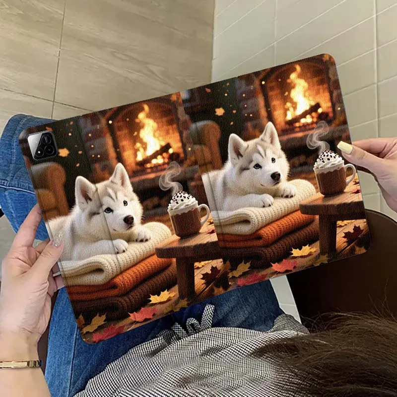 

Husky Puppy Fireplace Cocoa Tablet Case For Xiaomi Redmi Mi Pad 5 6 6s 7 SE Pro Max Ultra 12.4 12.5 14 inch