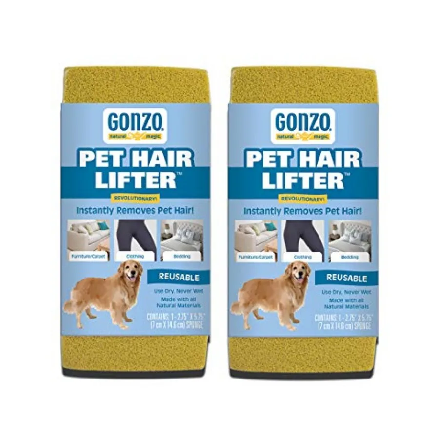 

Gonzo Pet Hair Remover - 2 Pack - Lift and Remove Dog, Cat and Other Pet Hair from Furniture, Carpet, Bedding and Clothing