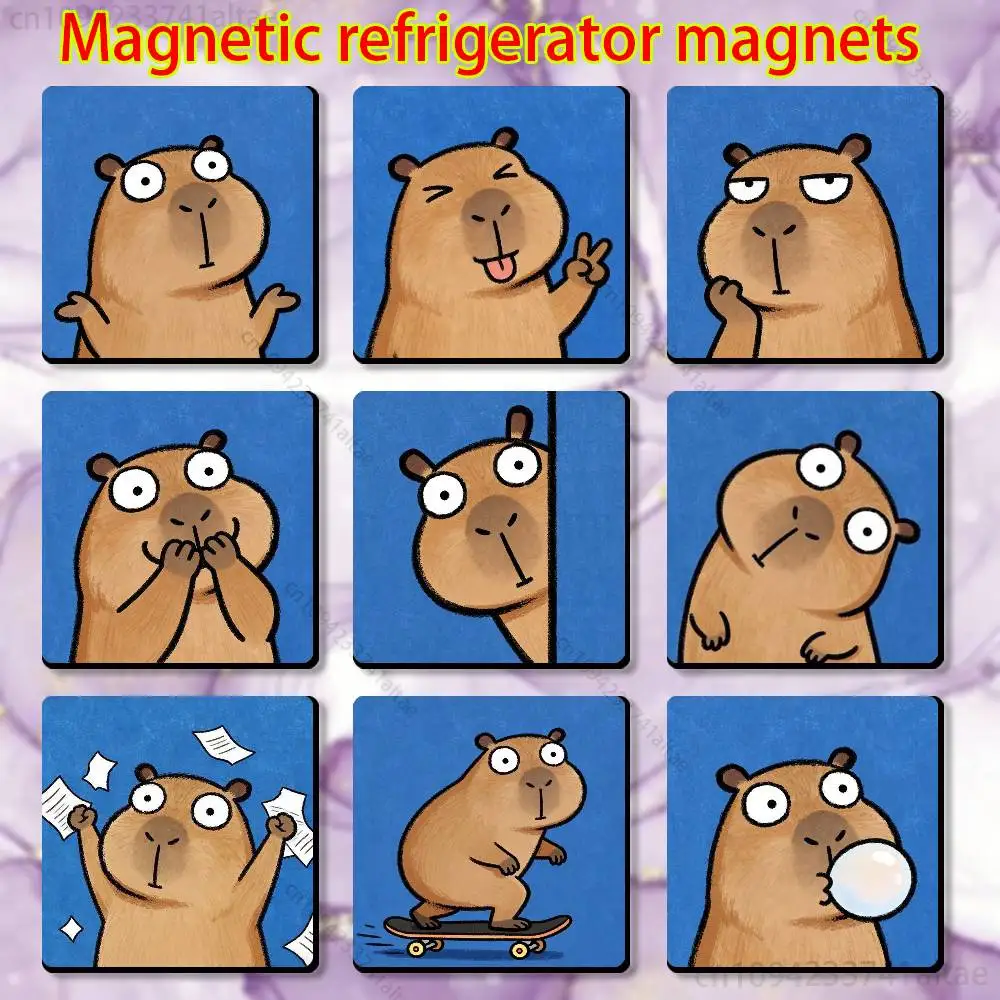 Cute Capybara Expressions Sign Fridge Magnets - Creative Miniature DIY Magnetic Decorations for Home Accessories