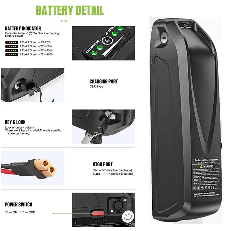 EBike Batterie 18650 Hailong Polly 36 V 52 V 48 V 20 Ah 25 Ah für Bafang Elektrofahrrad 1500 W 1000 W 750 W 500 W 350 W 250 W