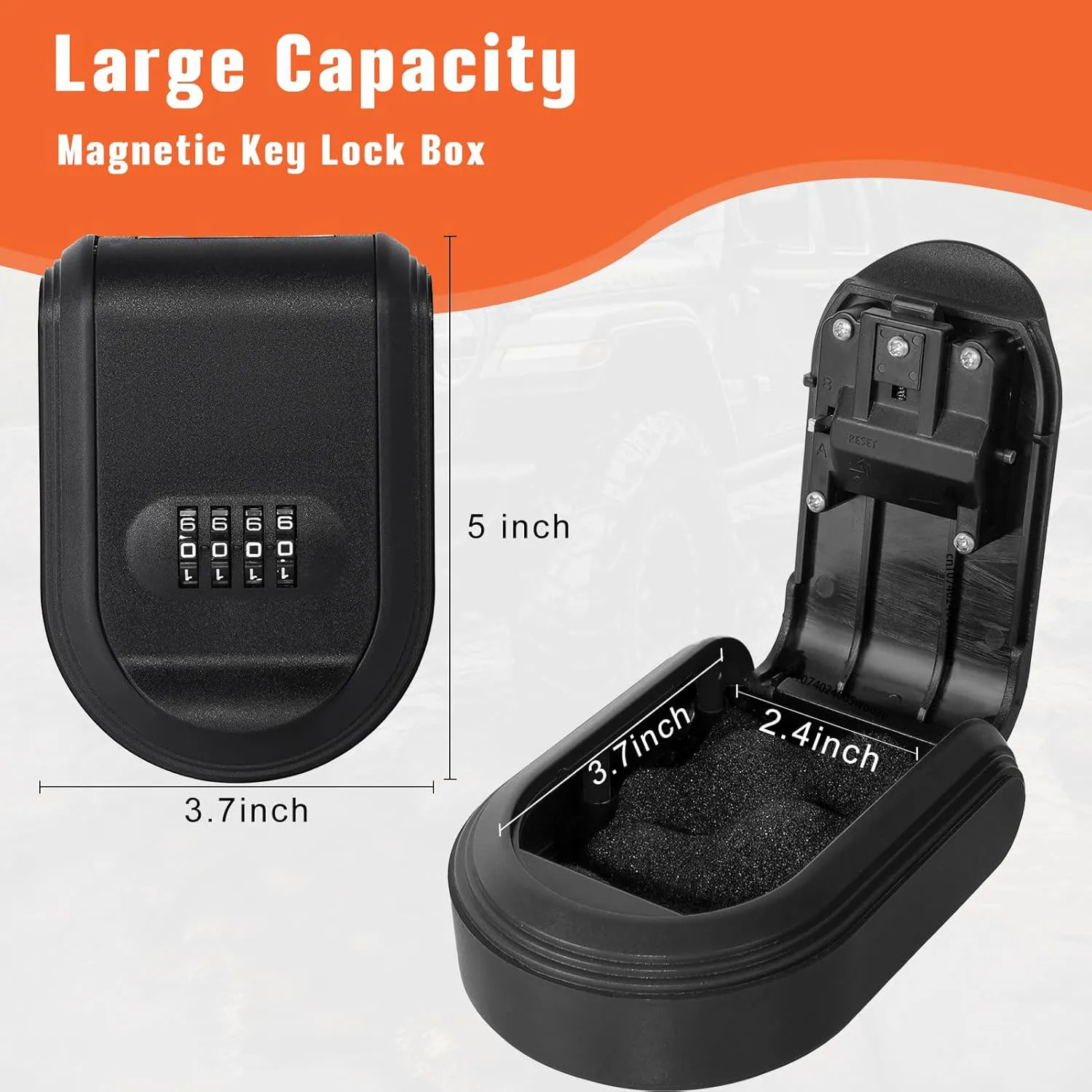 Magnetic Key Lock Box 4 Digit Code Combination Lockbox for Keys Outside Resettable Thickened Plastic Portable Security House Key