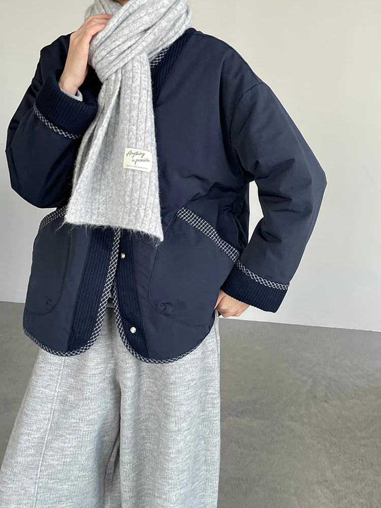 FANAN Minimalisme Katoenen jassen voor dames Ronde hals Enkele rij knopen Lange mouw Dikke warme parka Modejassen 20025 Winter Nieuw