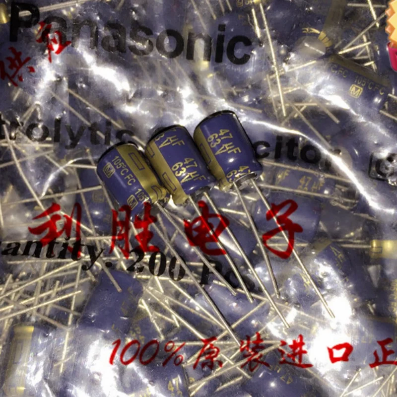 

20PCS 47UF 63V Panasonic Fever Audio Electrolytic Capacitor 63V 47UF 8X12 FC Gold High Frequency