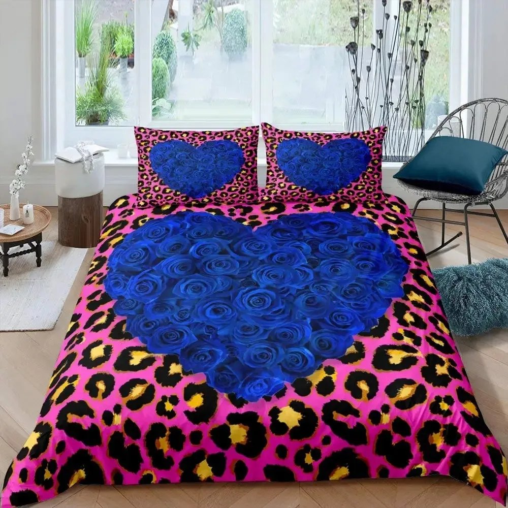 

Blue Rose Duvet Cover Set King Size 3D Printed Blossom Flowers Bedding Set Valentine's Day Botanical Polyester Comforter Cover