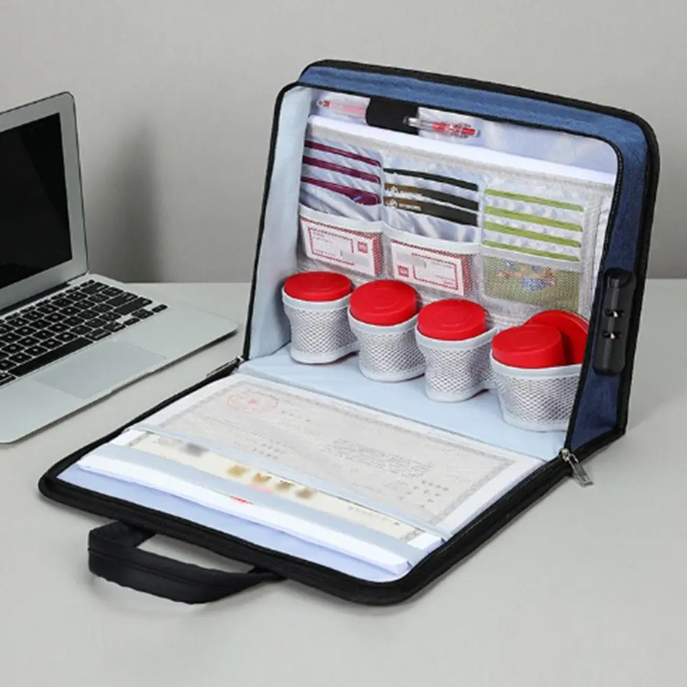 Borsa da viaggio portatile Pratica cartella portadocumenti A4 con chiusura a cerniera Valigetta per notebook multistrato durevole