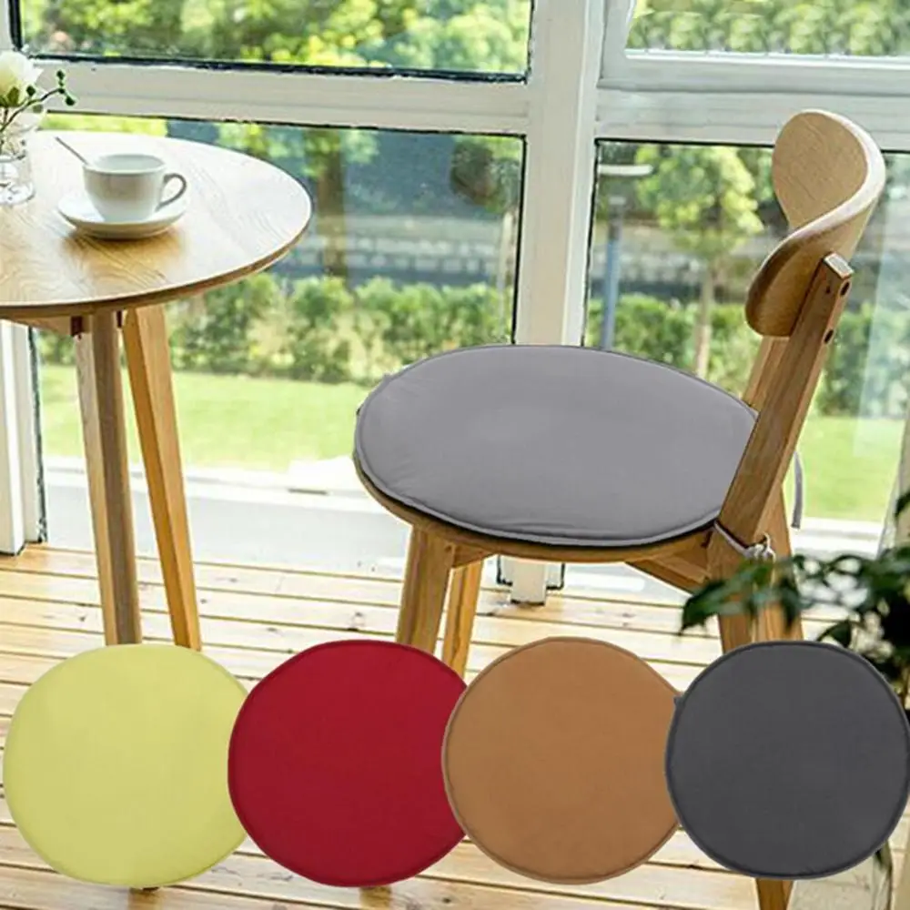 Multicolored 2 Sizes Washable Solid Color Removable Indoor Outdoor Seat Pad Round Cushion Home Decoration Chair Cover