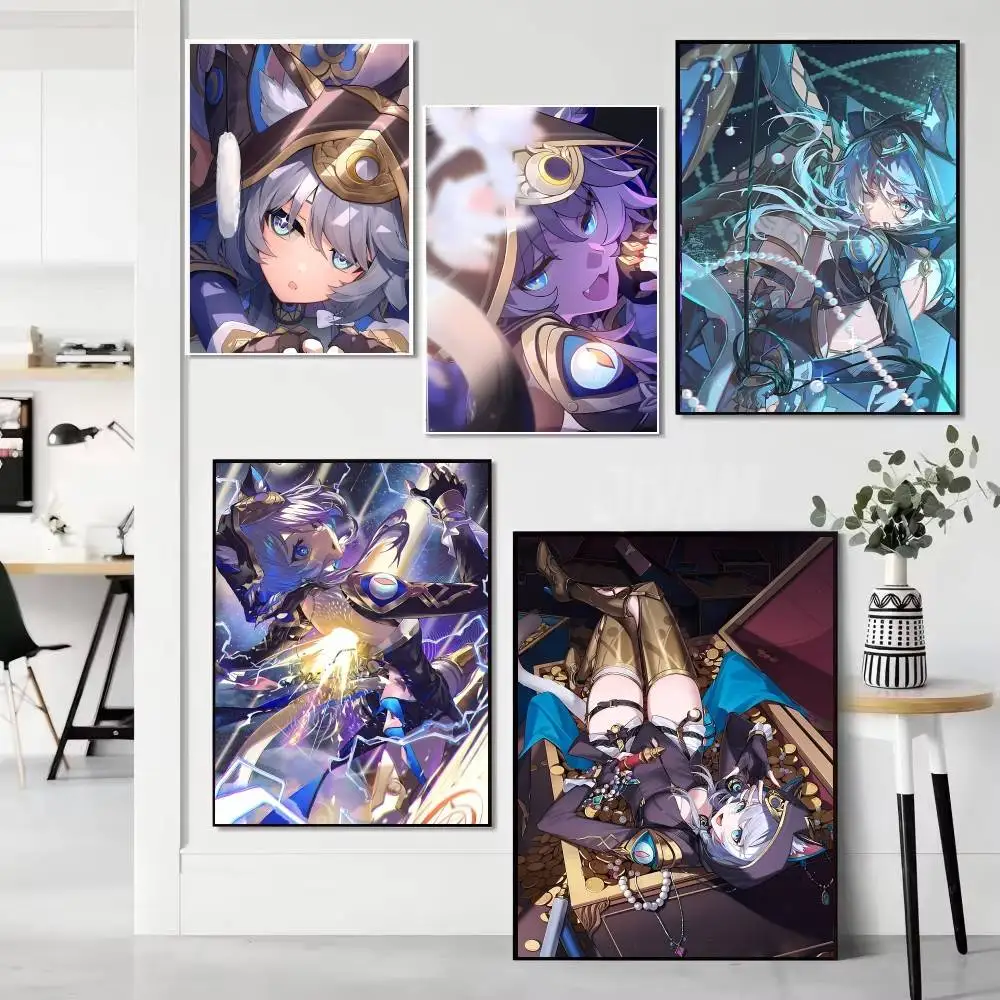Anime Game Cute Cat Girl Honkai Star Rail Cipher Posters HD Print Vintage Wall Art Decor for Home Study Room