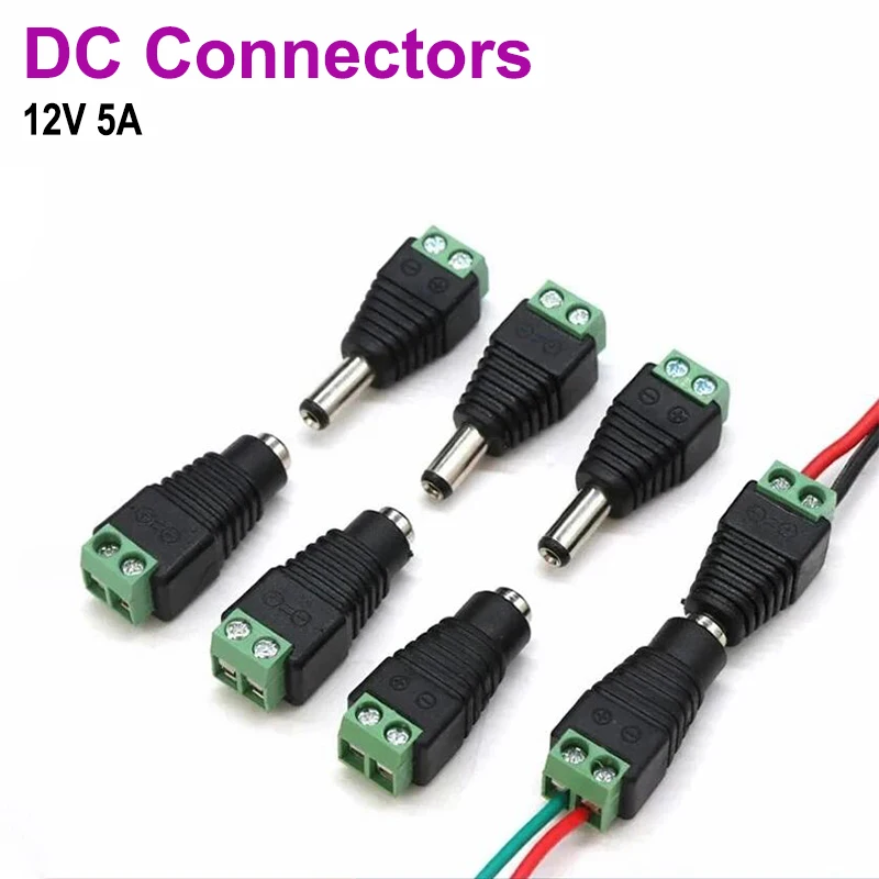 

2.1x5.5MM 12V 5A Pair DC Socket Plug to Screw Terminal Connectors Power Jack Plug Adapter for CCTV Camera Led Strip