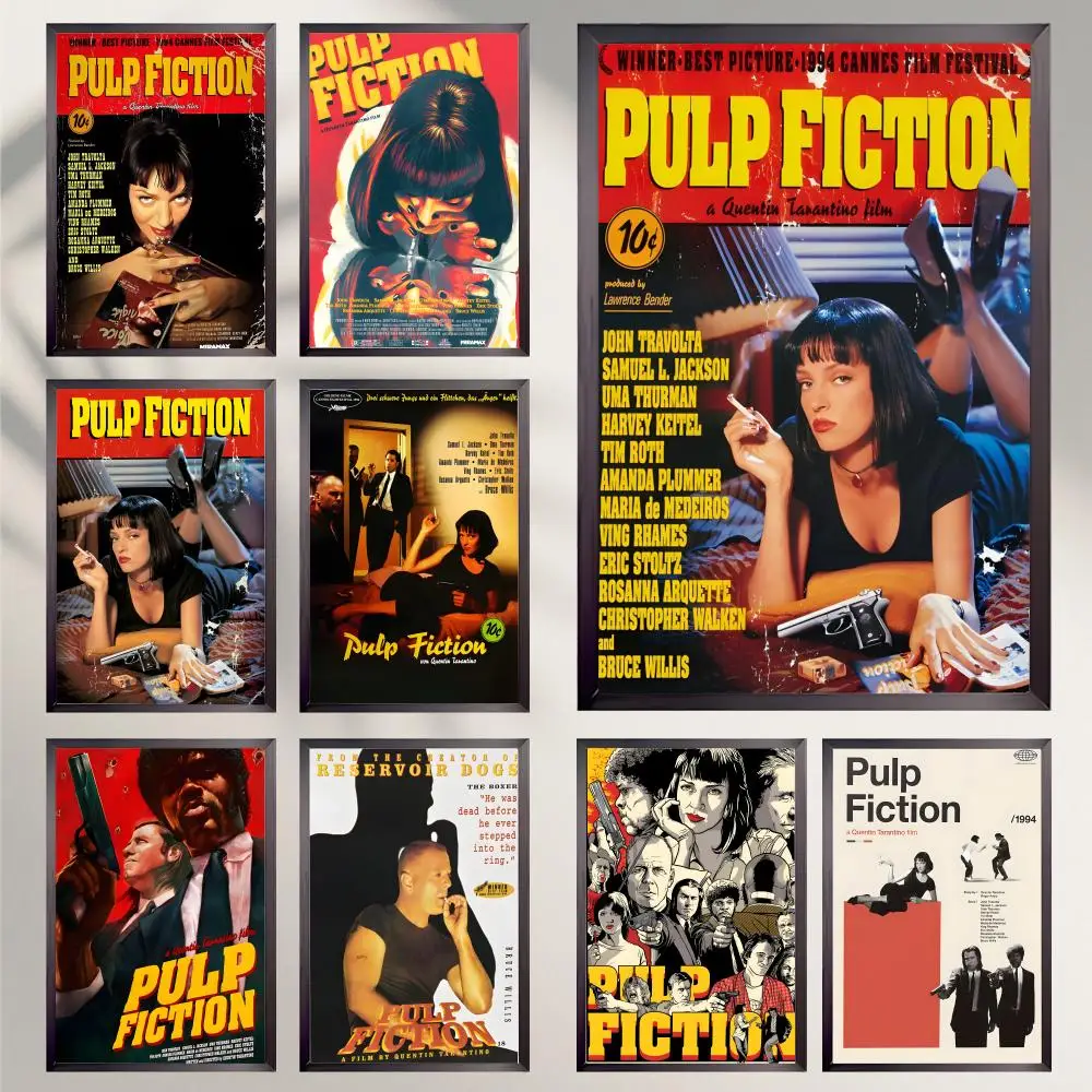 Movie P-Pulp Fiction Poster HD Versatile Waterproof Wall Decor Self Adhesive Perfect for Any Room & Ideal Gift