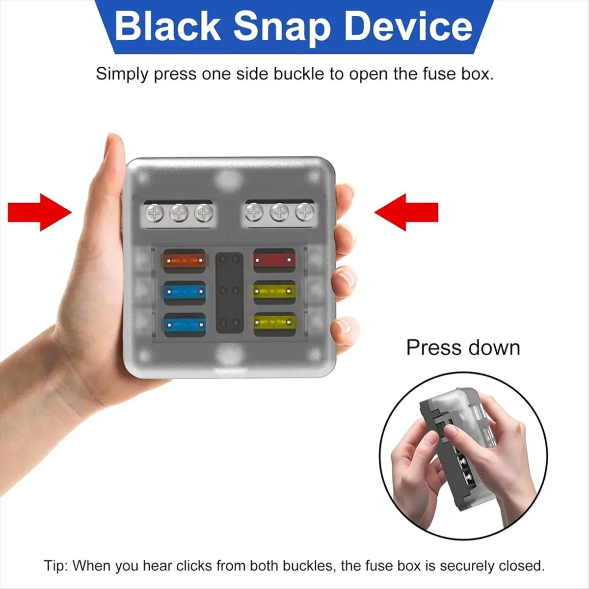 A56K 6 Way Fuse Block Box 12V/24V DC, ATC/ATO Fuse Panel with LED Indicator for Marine Boat Automotive Motorcycle