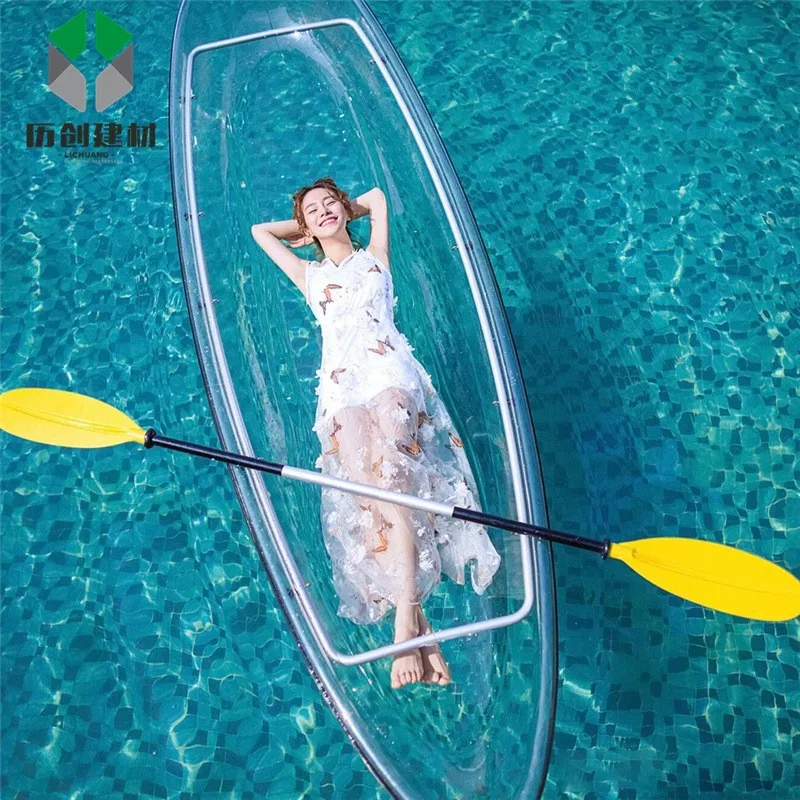 Crystal boat wedding dress shooting glass water transparent  scenic area rafting boat park play canoe