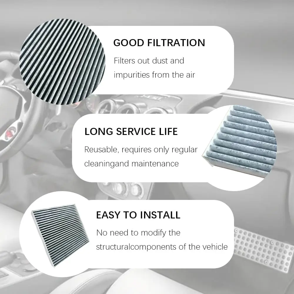Substituição do filtro de ar da brisa fresca do carro para o passageiro do carro, filtro de ar da cabine com carvão ativado, filtros de ar do compartimento automático