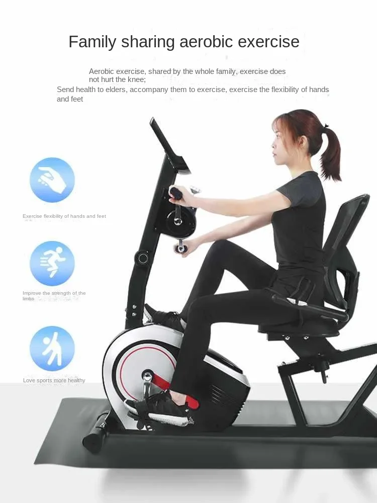 2024 Horizontal Exercise Bike Household Spinning Bicycle Indoor Silent Elderly Upper and Lower Limb Training Equipment