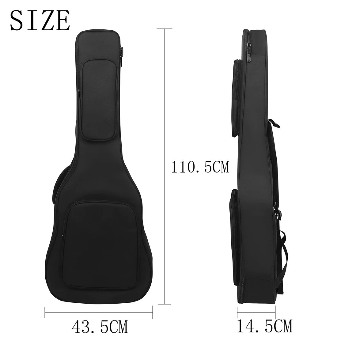 40/41Inch Waterproof Oxford Fabric Guitar Bag With Side Pockets Double Straps Black Guitar Case Backpack Guitar Accessories