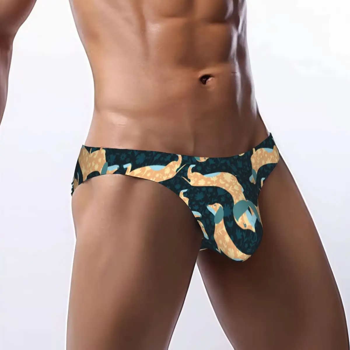

Мужские трусы-брифы с цветочным принтом и рисунком такс, сексуальное нижнее белье, мужские трусы-бикини