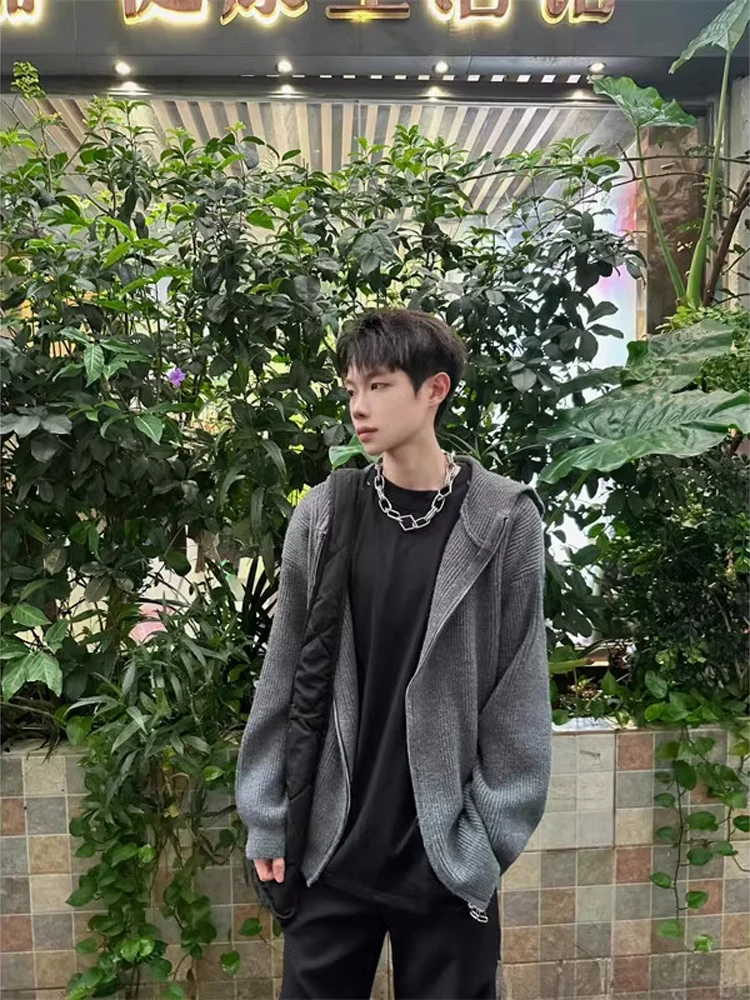 

Cleanfit ey Hooded Knitwear Men's Lazy Sle Korean High-End Sensation Trendy Brand Open Cardigan Knitted Outerwear