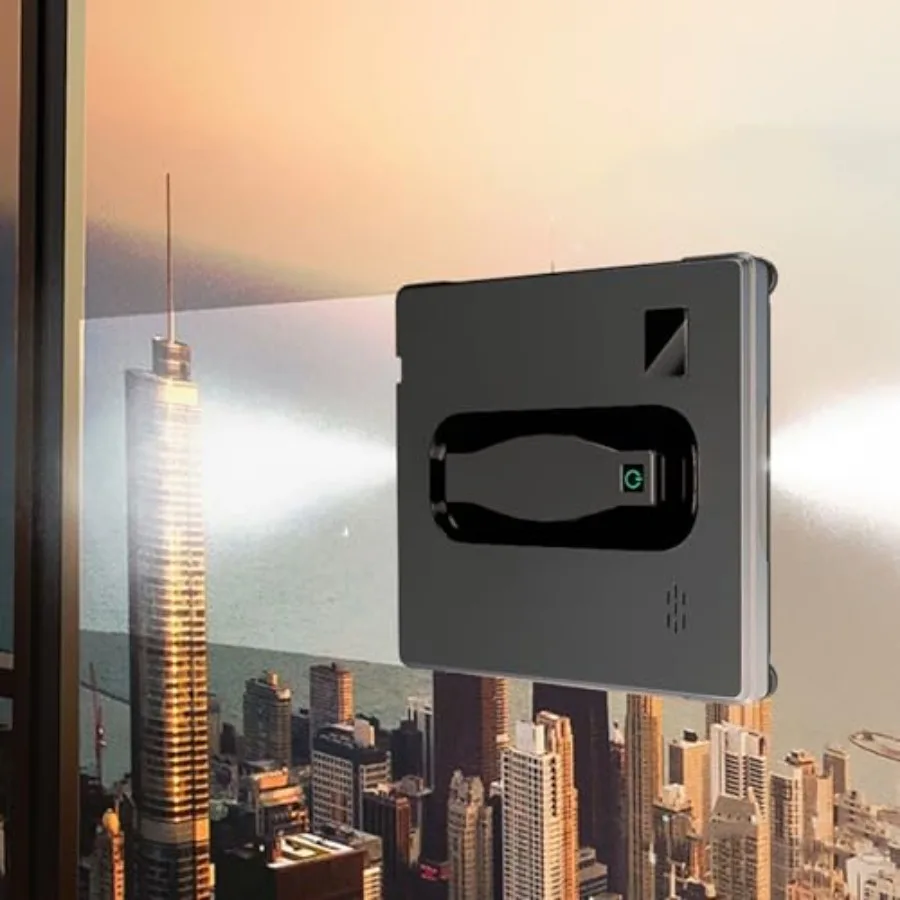 

Robotic Window Cleaner 2500-2800Pa Strong Suction Black Frameless Glass with 3 Cleaning Modes Remote App Control Ultrasonic 3-W