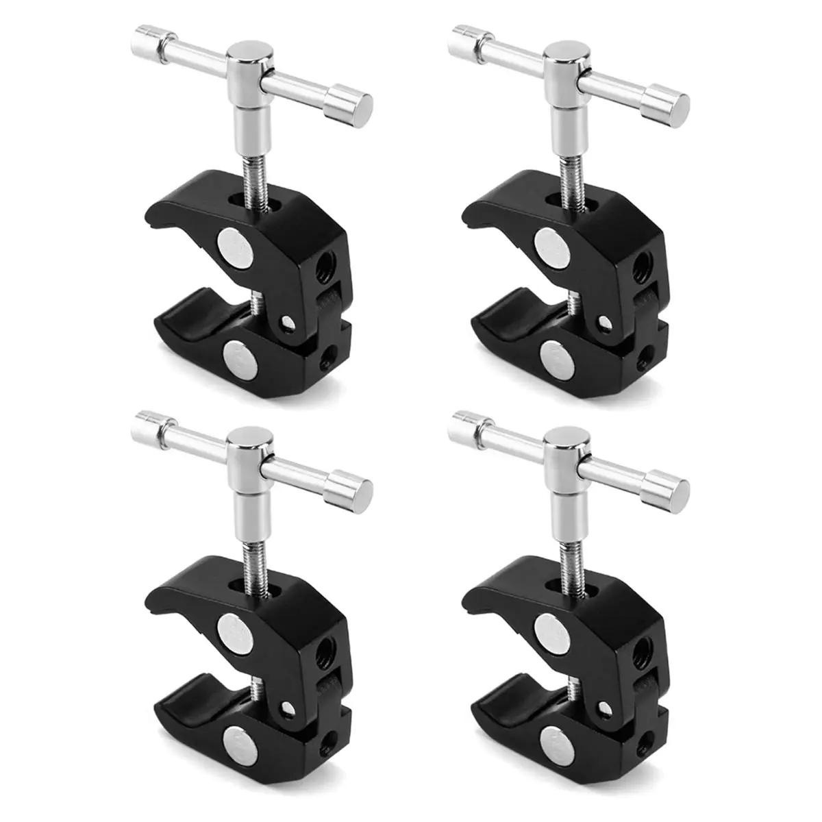 update. Super Clamp for Photography, 4 Pack, 1/4'' and 3/8'' Thread Clip for Camera Monitor, Light Stand, Rods, LED Lights