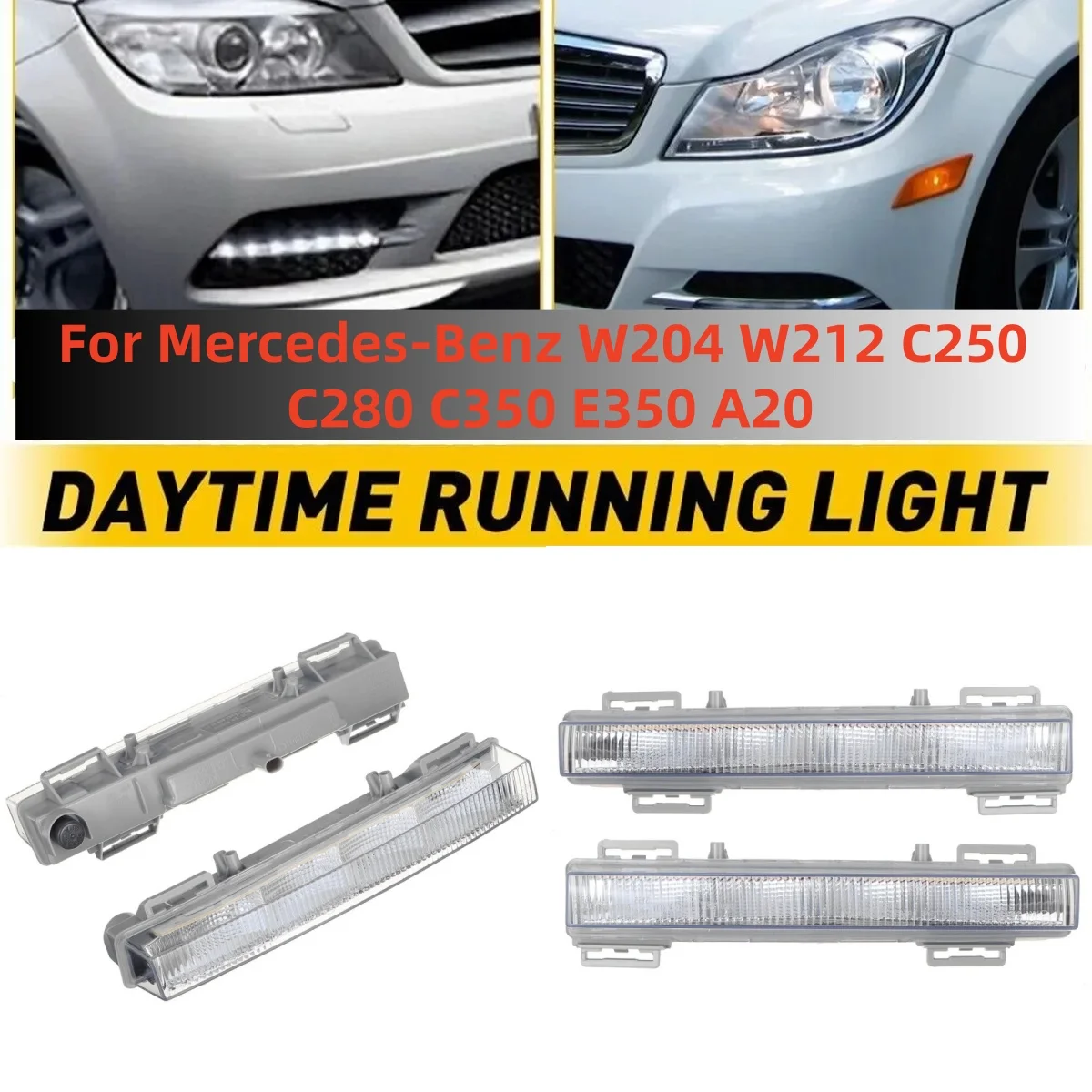 

12V Car Front LED For Mercedes-Benz W204 W212 C250 C280 C350 E350 DRL Daytime Running Lamp Fog Light A2049068900 A2049069000