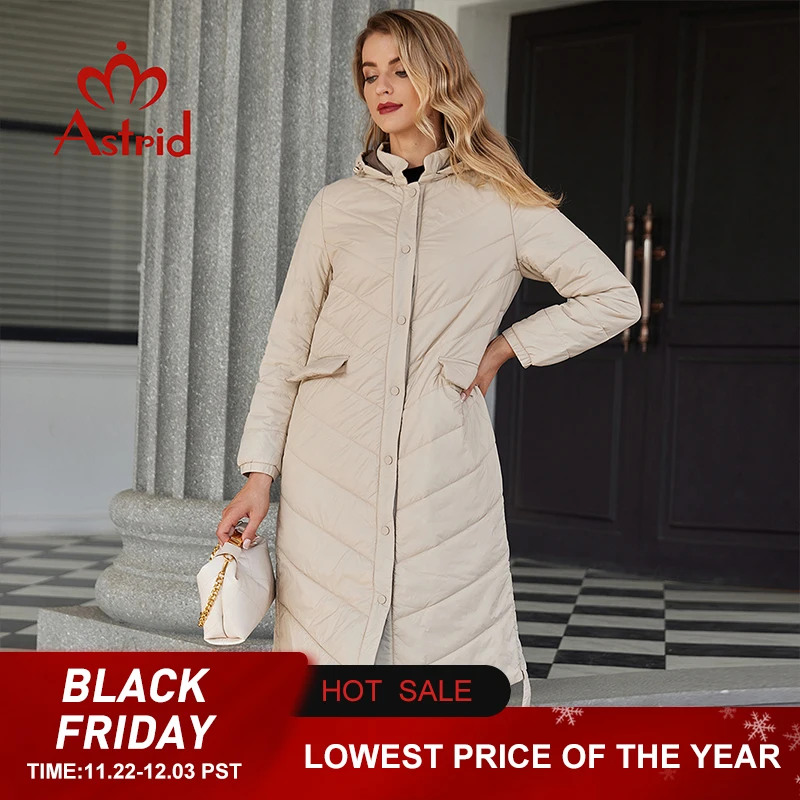 Astrid Autumn Winter Women's Jacket Long Warm Padded Quilted Coat Hood Solid Loose Padded Parka Women Clothing Girls ZM-20494