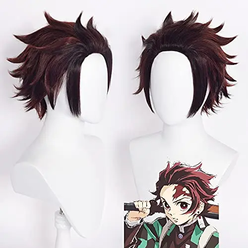Dunkelbraune Perücke Anime Cosplay Perücke kurze geschichtete Perücke Kostüm Halloween