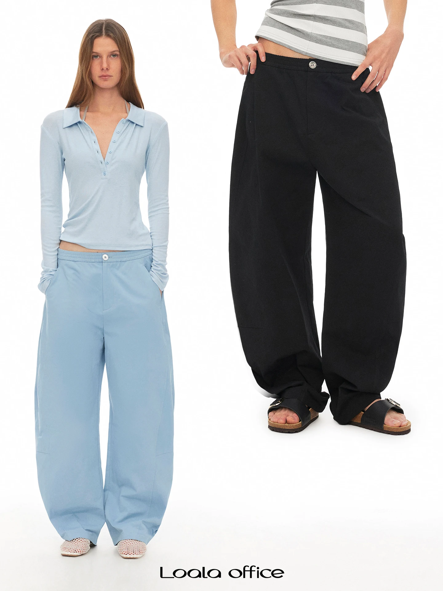

Брюки Loala Office в минималистичном самурайском стиле, асимметричного кроя, с высокой талией, на пуговицах, из хлопка, широкие, повседневные