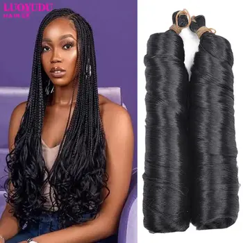 여성용 나선형 컬 브레이딩 헤어, 합성 프렌치 컬, 옴브레 크로셰 헤어 익스텐션, 금발 루즈 웨이브 헤어, 24 인치