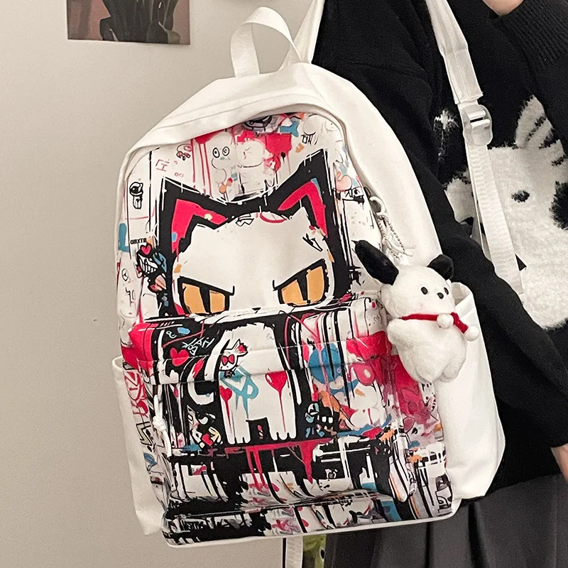 Cartoon Cute Backpacks for Women 2024 New Graffiti Fashionable Personalized Printing Preppy Style Large Girls Student School Bag