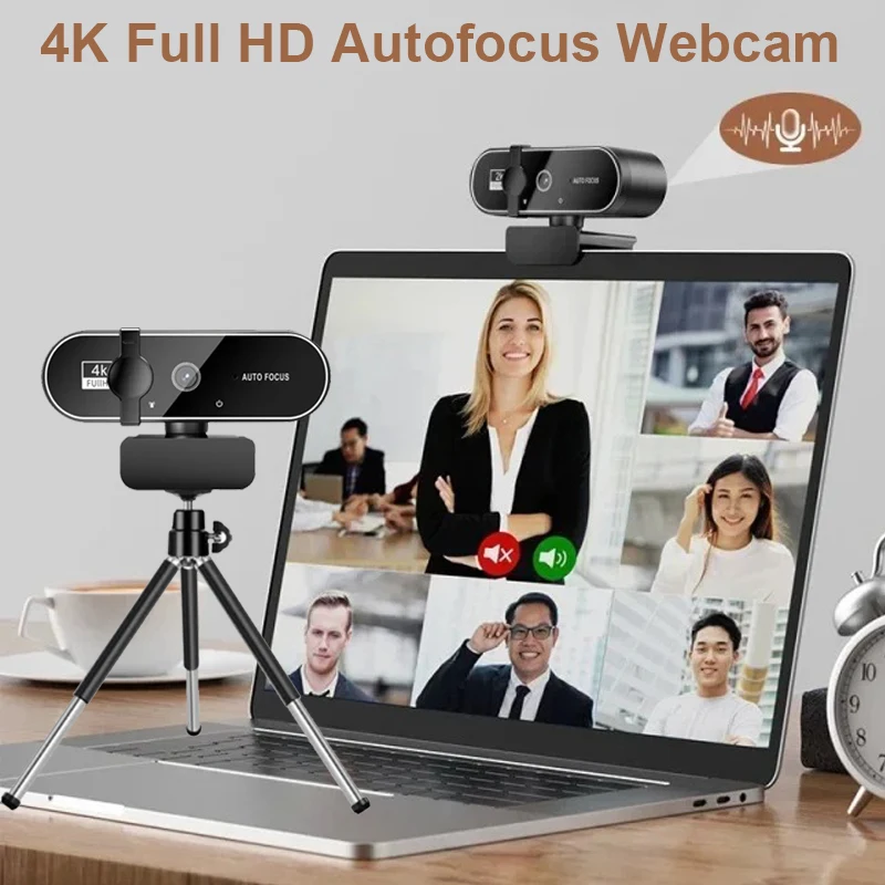 

4K 2K 1080P Webcam with Microphone Autofocus 8MP Full HD Camera for Windows PC Laptop IOS Macbook External Web Cam Video Calling
