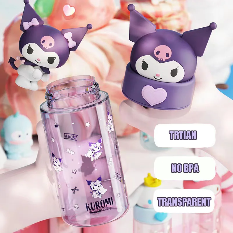 500ML Sanrio Hello Kitty Water Cup Anime Cartoon Kuromi Cinnamoroll Pop Transparante Cup Leuke Kid Fles Water Cup meisjes Geschenken