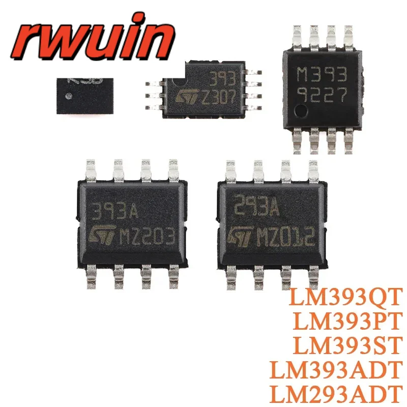 10Pcs LM393 LM393QT DFN-8 LM393PT TSSOP-8 LM393ST MiniSO-8 LM393ADT LM293ADT SOP-8 Low Power Dual Voltage Comparator Chip