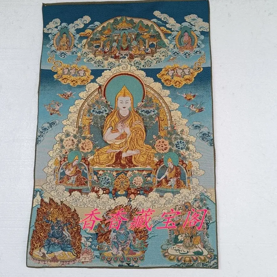 Tibet Tibetan Cloth Silk Buddhism Je Tsongkhapa god Thangka Tangka Embroidery Painting