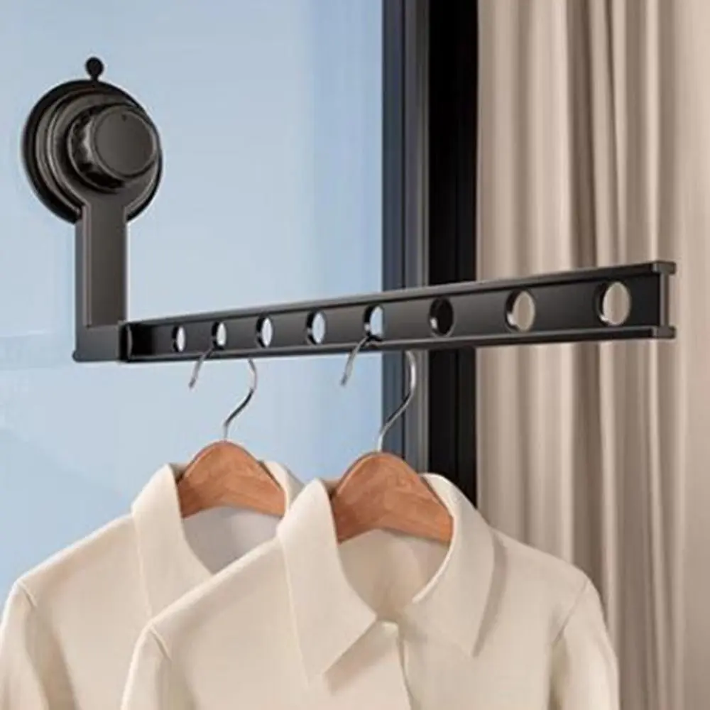 

Space Aluminum Suction Cup Clothes Drying Rack Wall-mounted Invisible Folding Clothes Drying Rack Adjustable Anti-Rust