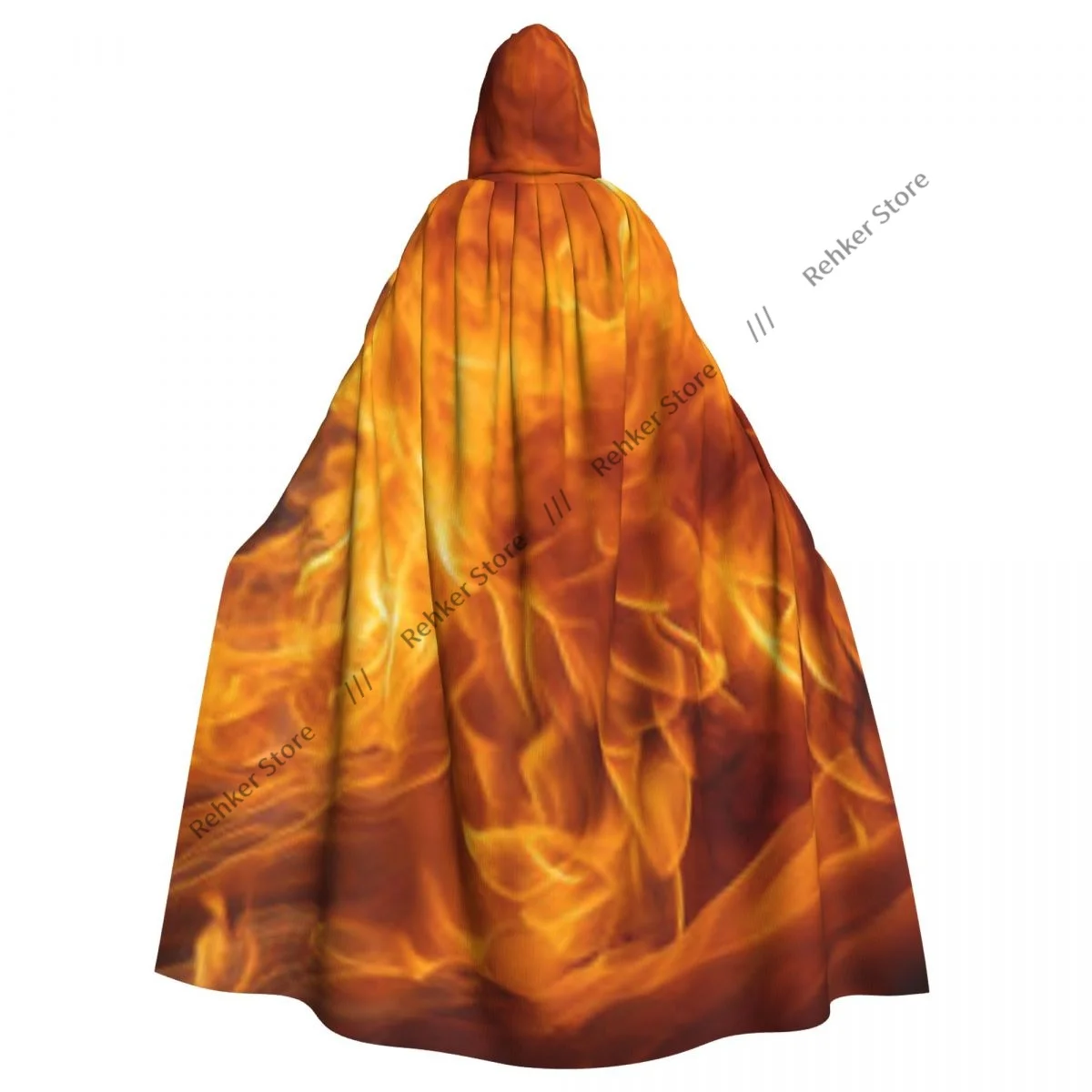 Blazing Fire Flame Cloak Hooded Cosplay Costume Halloween Adult Long Party Cape