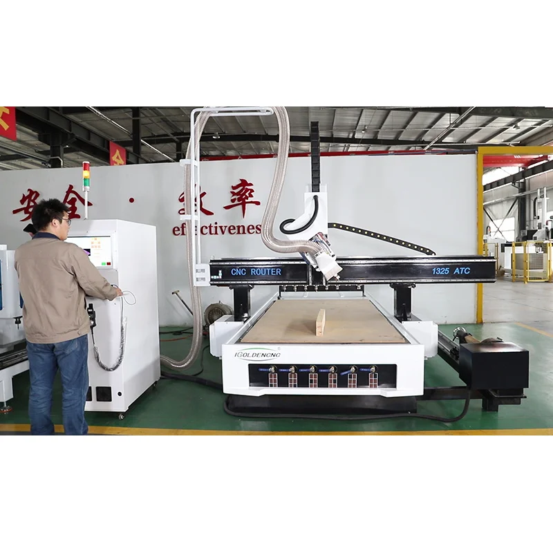 4 Axis 1325 4*8Ft Cnc Router Atc Automatic 3D Wood Carving Mdf Kitchen Cabinet Door Making Machines With Rotary Axis *8Ft
