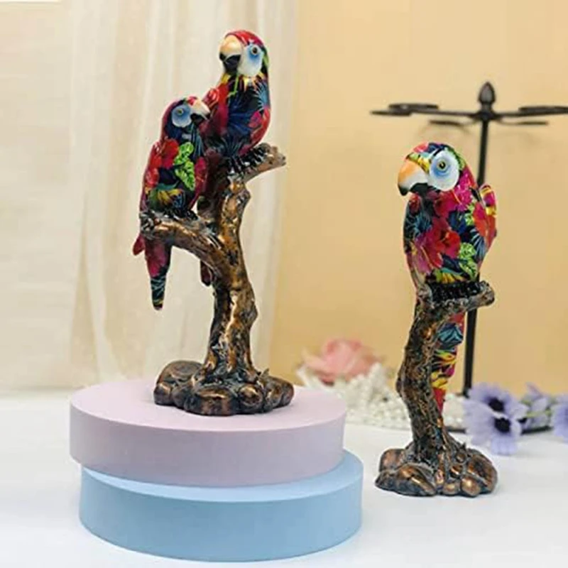 European Style Resin Parrot Statue For Tabletop Ornament Accessory Gift Supplies For Home Office Landscape Decor