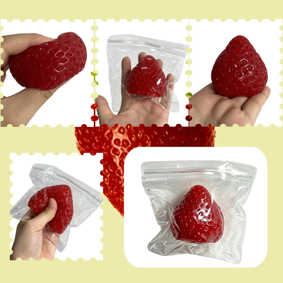 Taba Squishies Strawberry Fruit Squeeze Toy Kawaii Sticky Stress Fidget Toy Gift Perfect Desk Accessory for Kids Adults gift new