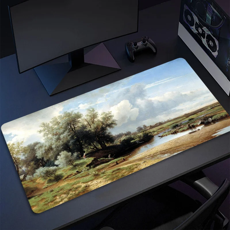 Landscape Painting Mouse Carpet Desk Mat Desktop Accessories Extended Pad Mousepad Gamer Game Mats Deskmat Gaming Mause Anime Pc