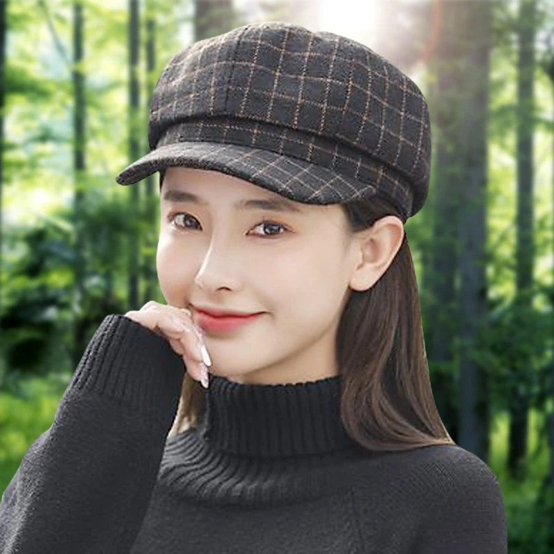 2021 Mới Beret Nữ Ngoài Trời Thời Trang Đường Phố Retro Hình Bát Giác Vành Mùa Hè Đi Biển Bãi Biển Thoáng Khí Người Cá Nón