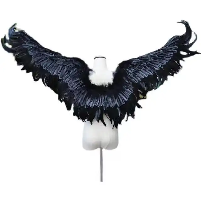 Halloween Carnival Fancy Party Room Decoration Props Dark Night Angel Feather Angel Black Large Wings for Wedding