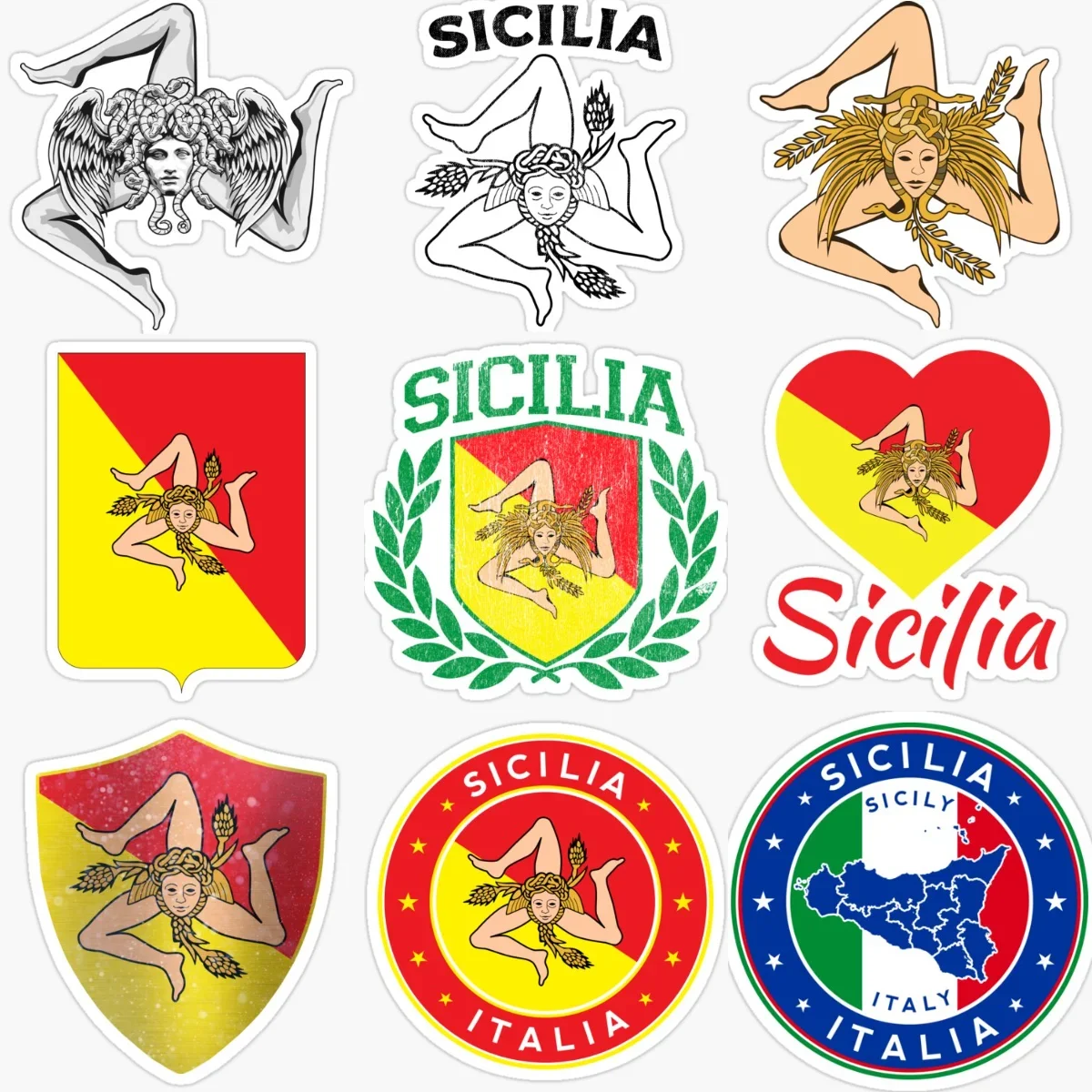 

Наклейка на автомобиль с флагом и картой Сицилии из ПВХ для украшения автомобиля, грузовика, фургона, холодильника, велосипеда, шлема, стены, аксессуары