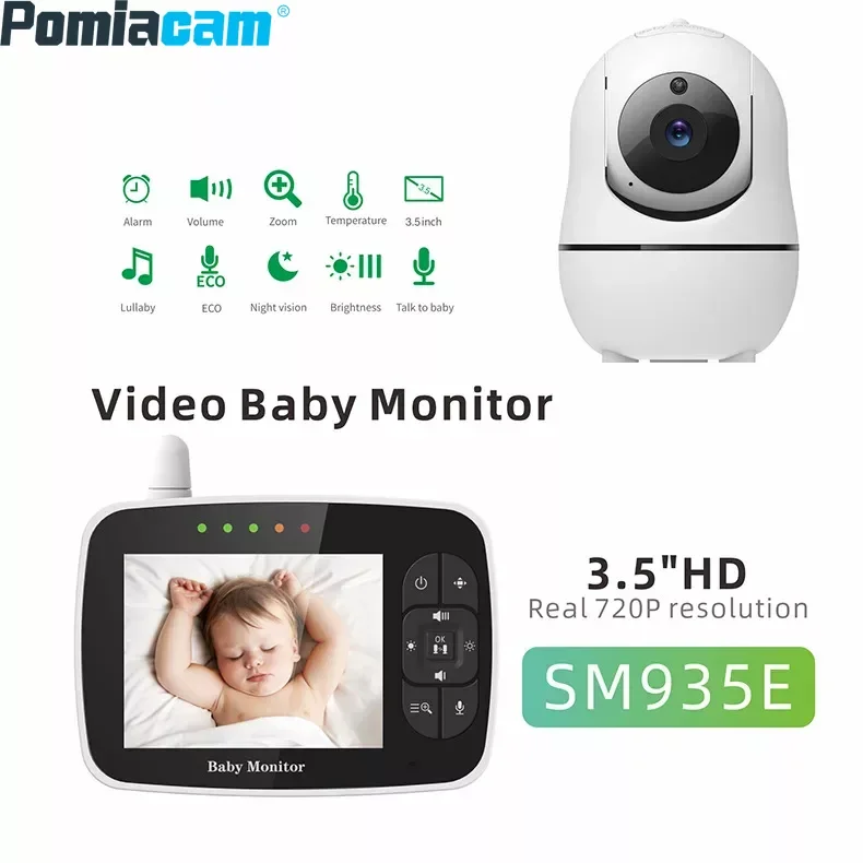 

Color LCD Screen Baby Monitor 720P 3.5 Inch Baby Mobile Phone Wifi Safe Sleep Song Baby Nanny Night Vision Monitor SM935E