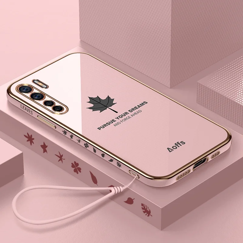 For oppo A91 Casing oppo Reno 3 Straight Edge Maple Leaf OPPO Reno 3Pro Phone Case