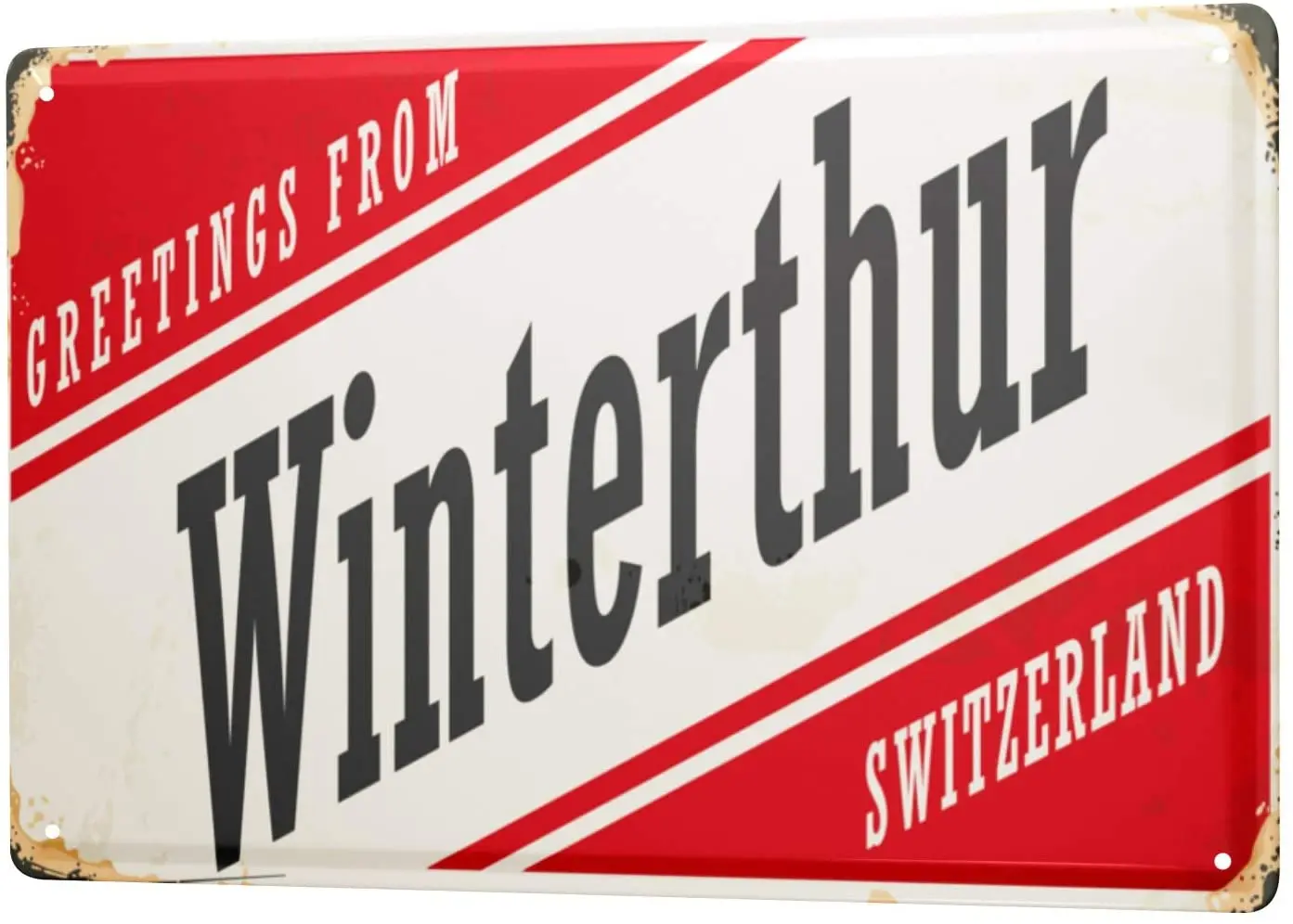 SINCE 2004 Metal Sign Fernweh City of Winterthur Switzerland