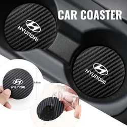 2pcs Car Cup Holder Anti Slip Insert Coaster Pads Accessories For Hyundai Creta SantaFe Kona Genesis Equus Coupe Azera ioniq
